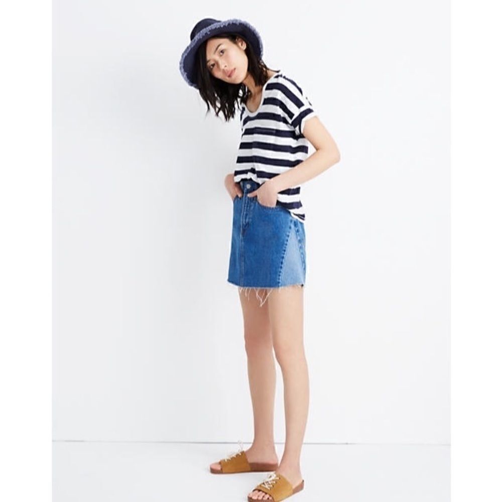 Madewell Rigid Denim A-Line Mini Skirt: Pieced Edition